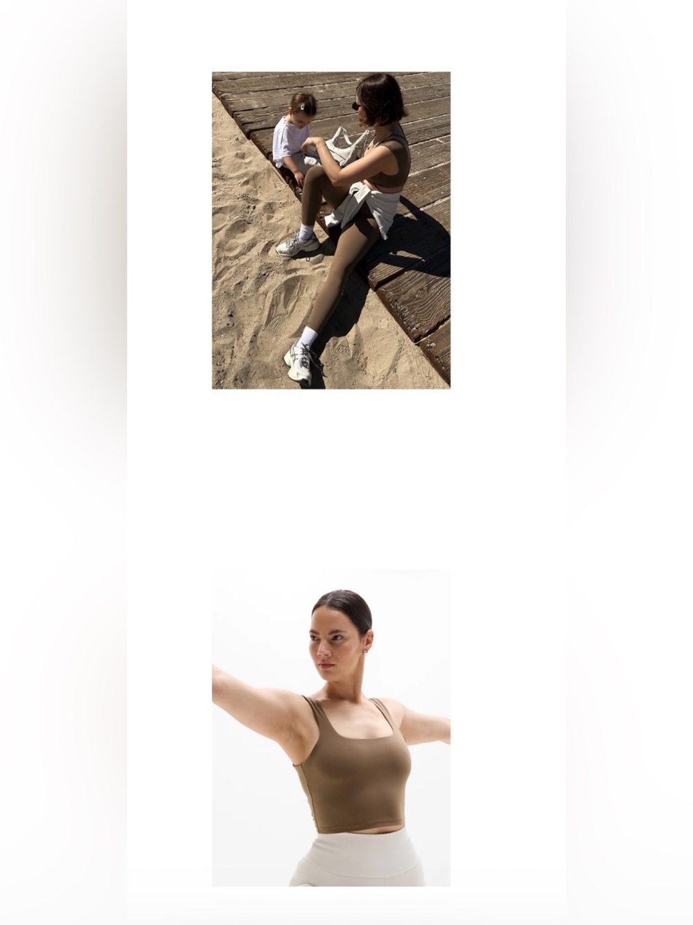 Athleta Salutation Stash 7/8 and Transcend Square Neck Crop Bra A-C- Clay- S
